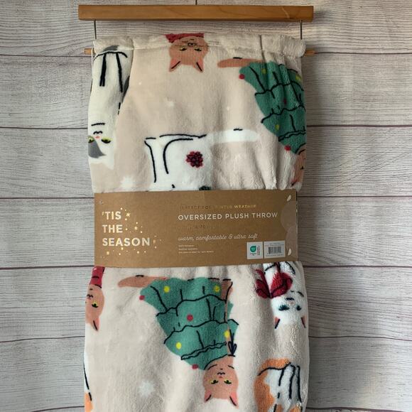 TisThe Season Christmas Cat Blanket Oversized Plush Throw 60x70" - Picture 6 of 16